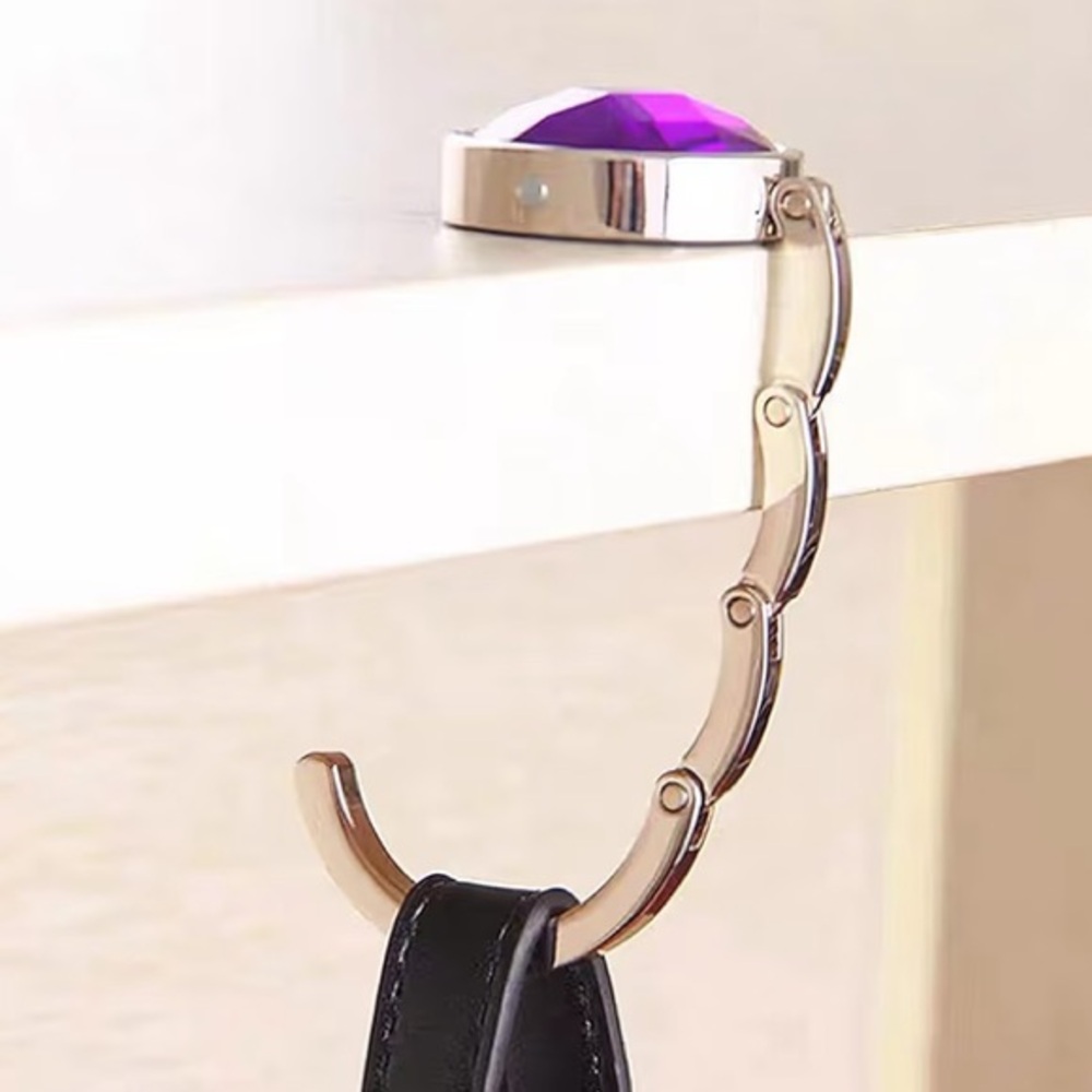 New Portable Rhinestone Bag Hooks Various Colors - Picture 3 of 7